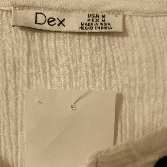 M💖Boho Peasant Embroidery Black & White Blouse Top - Picture 11 of 13